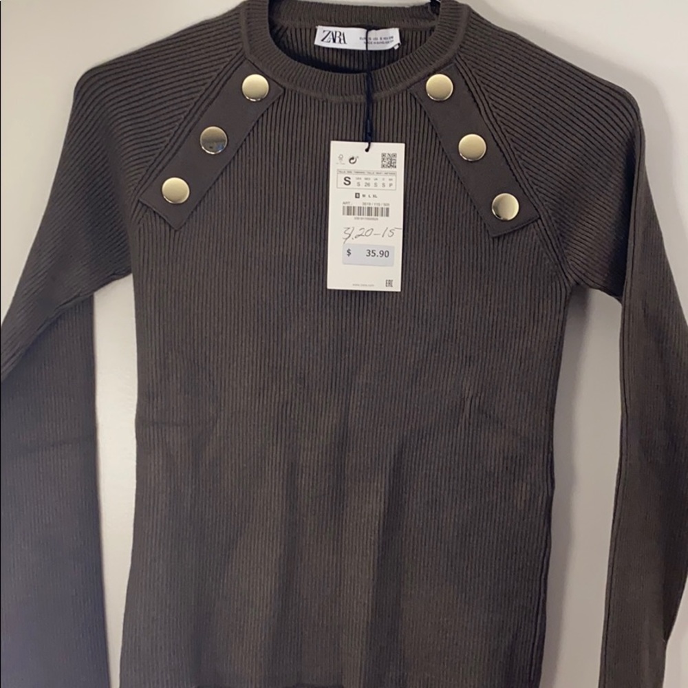 Zara green long sleeve shirt size S